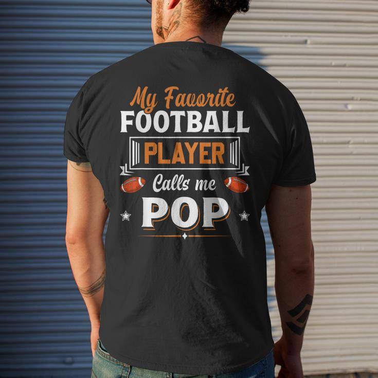 My Favorite Football Player Calls Me Pop Fathers Day Men's Back Print T-shirt Gifts for Him