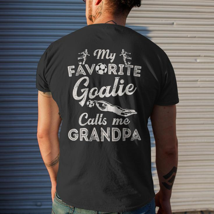 My Favorite Goalie Calls Me Grandpa Soccer Fathers Day Men's Back Print T-shirt Gifts for Him
