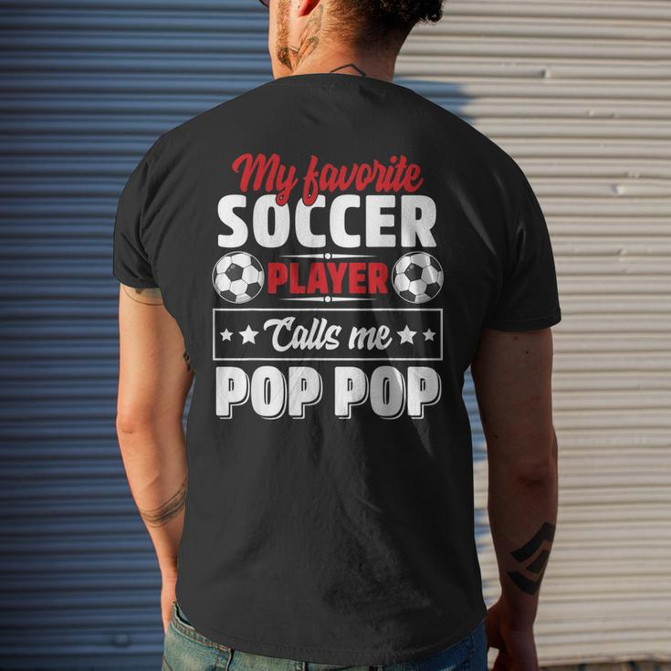 My Favorite Soccer Player Calls Me Pop Pop Fathers Day Cute Men's Back Print T-shirt Gifts for Him