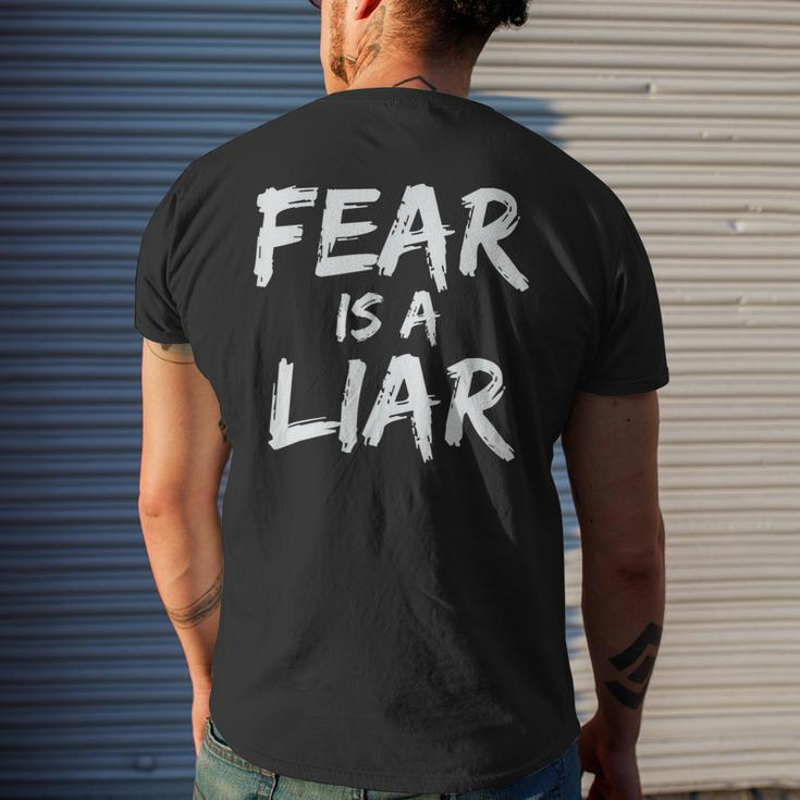 Fear Is A Liar Inspirational Motivational Quote Entrepreneur Men's T-shirt Back Print Gifts for Him
