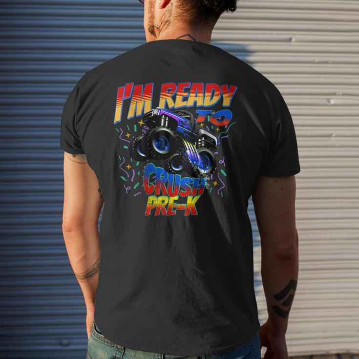 First Day Ready To Crush Pre-K Monster Truck School Mens Back Print T-shirt Gifts for Him