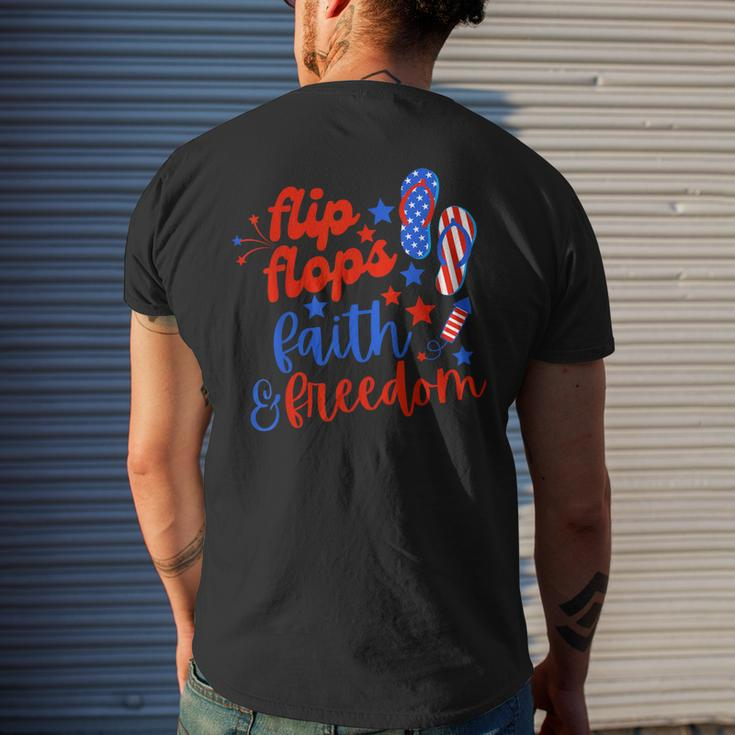 Flip Flops Faith And Freedom Fireworks 4Th Of July Us Flag Mens Back Print T-shirt Gifts for Him