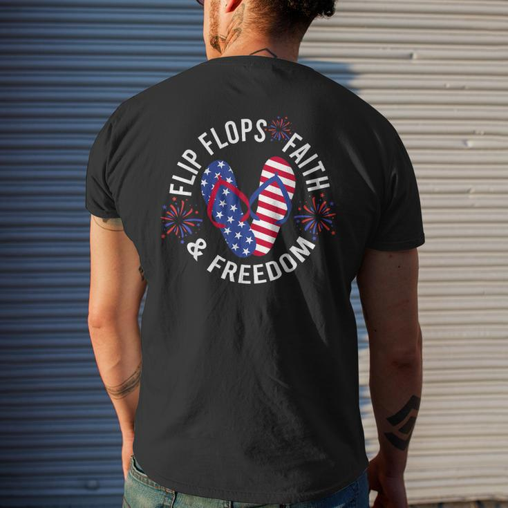 Flip Flops Faith And Freedom Mens Back Print T-shirt Gifts for Him