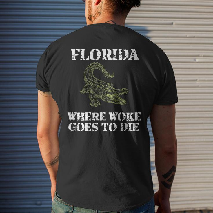Florida Is Where Woke Goes To Die Mens Back Print T-shirt Gifts for Him