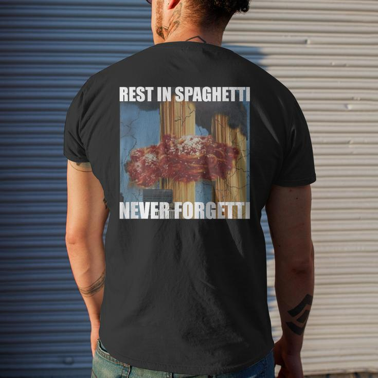 Never Forgetti Rest In Spaghetti Meme Rip Men's T-shirt Back Print Gifts for Him