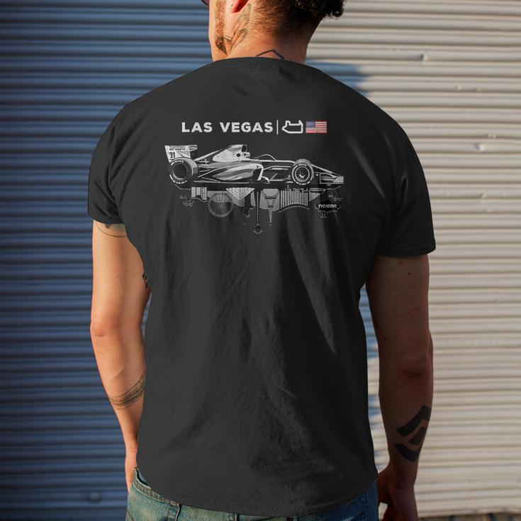 Formula Racing Open Wheel Car Las Vegas Circuit Usa Flag Men's T-shirt Back Print Gifts for Him