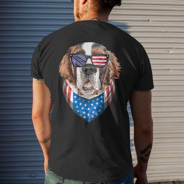 Fourth Of July Bernard American Flag July 4Th St Bernard Dog Mens Back Print T-shirt Gifts for Him