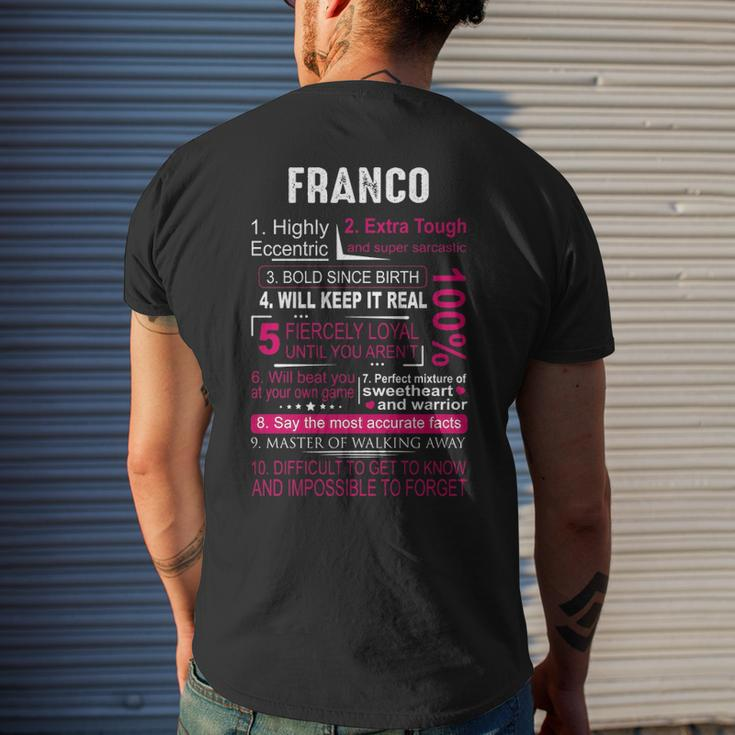 Franco Name Gift Franco Name V2 Mens Back Print T-shirt Gifts for Him