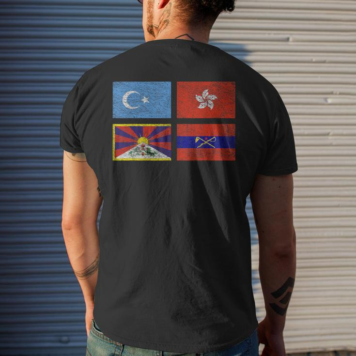 Free Tibet Uyghurs Hong Kong Inner Mongolia China Flag Men's T-shirt Back Print Gifts for Him
