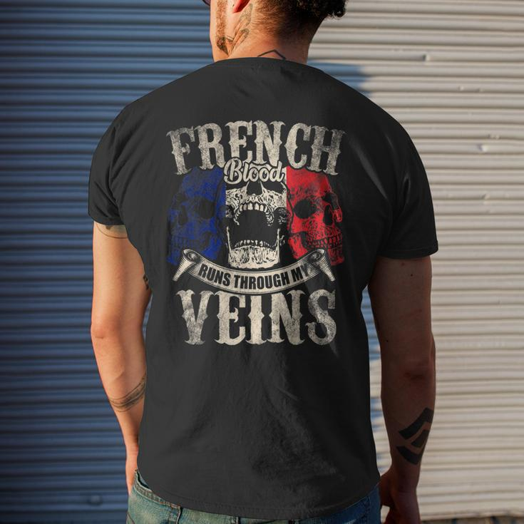 French Blood Runs Through My Veins Men's T-shirt Back Print Gifts for Him