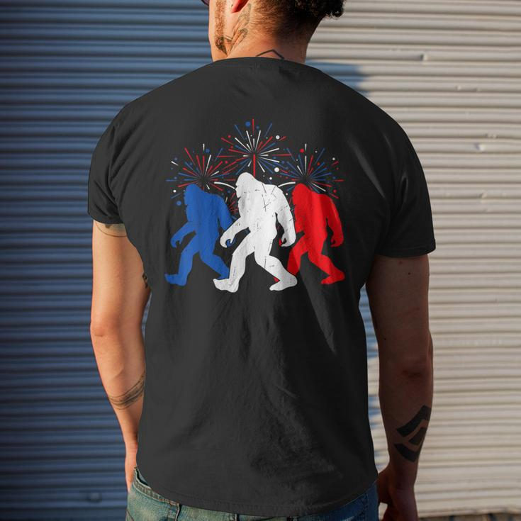 Funny 4Th Of July Red White Blue Bigfoot Fireworks Usa Flag Mens Back Print T-shirt Gifts for Him