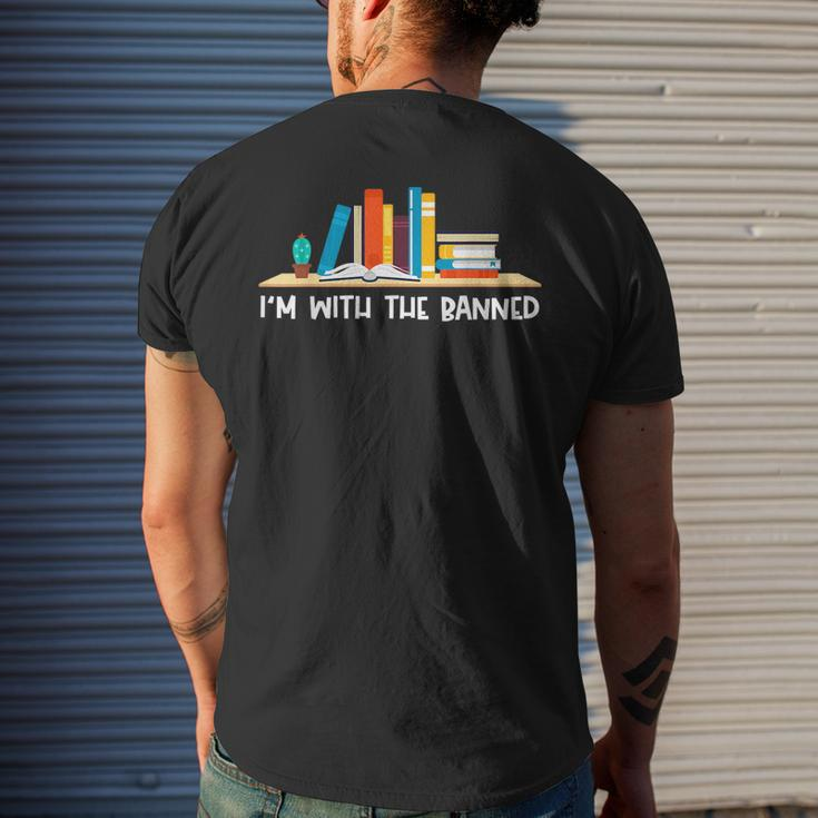 Funny Books Lovers Im With The Books Bookshelf Hilarious Mens Back Print T-shirt Gifts for Him