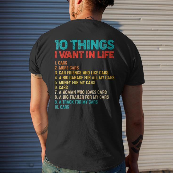 Funny Car Lover 10 Things I Want In My Life Funny More Cars Mens Back Print T-shirt Gifts for Him