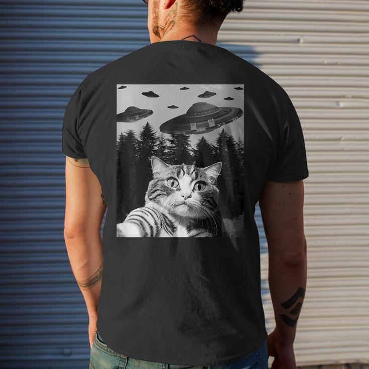 Funny Cat Selfie With Ufos Alien Ufo Funny Cat Lover Mens Back Print T-shirt Gifts for Him