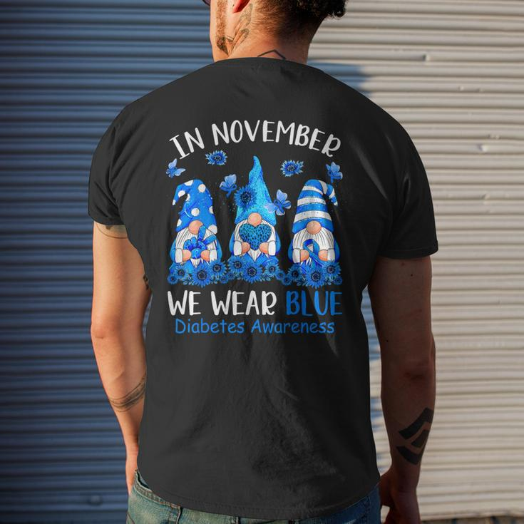 Cute Gnomes Wear Blue For Type1 Diabetes Awareness Men's T-shirt Back Print Gifts for Him