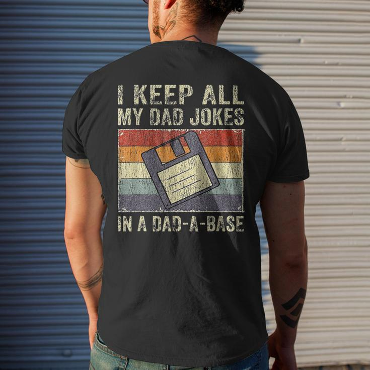 Funny Fathers Day Daddy Jokes In Dad-A-Base Vintage Retro Mens Back Print T-shirt Gifts for Him