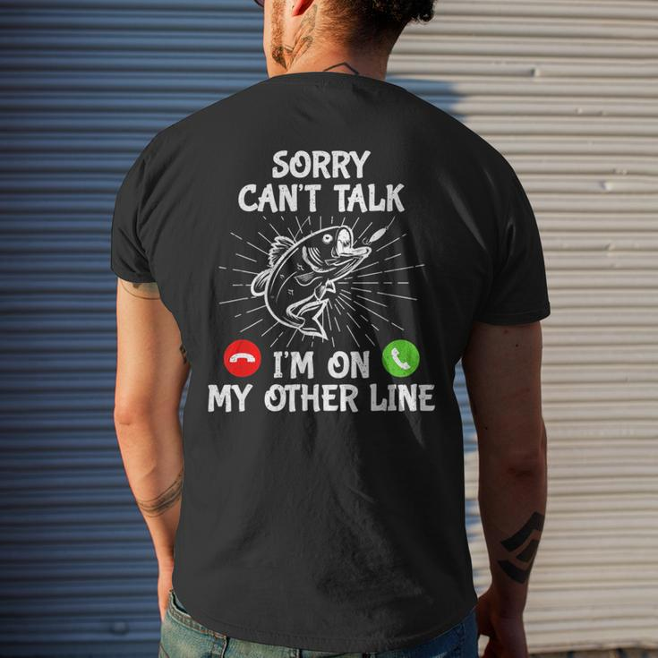 Funny Fishing Im On My Other Line Fisherman Bass Fishing Mens Back Print T-shirt Gifts for Him