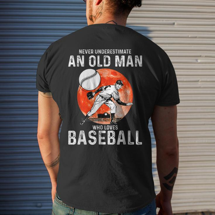 Man Never Underestimate An Old Man Who Loves Baseball Men's T-shirt Back Print Gifts for Him