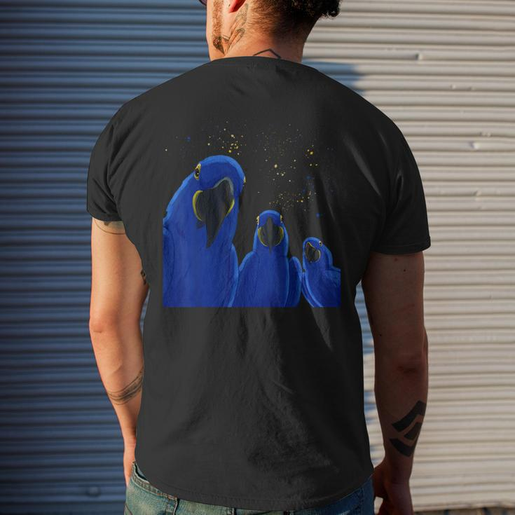 Funny Parrots Birds Hyacinth Macaw Mens Back Print T-shirt Gifts for Him