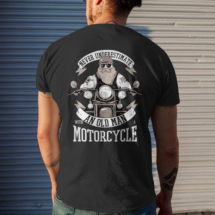 Funny Quote Old Bikers Never Underestimate An Old Man Mens Back Print T-shirt Gifts for Him