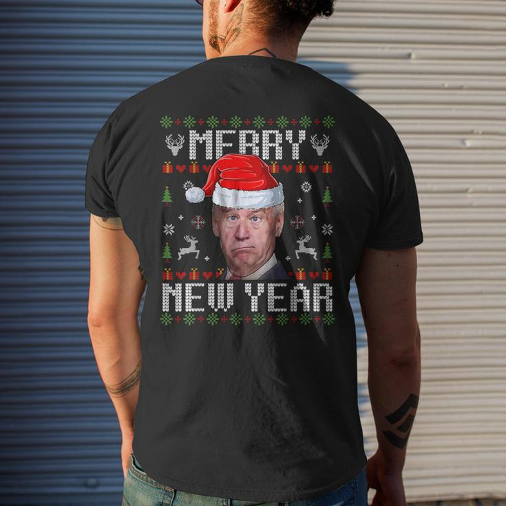 Santa Joe Biden Happy New Year Ugly Christmas Sweater Men's T-shirt Back Print Gifts for Him