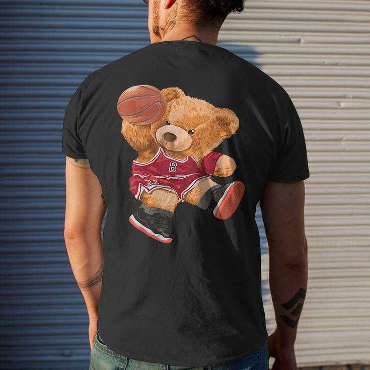 Funny Teddy Bear Basketball Slam Dunk Sport Cute Cartoon Teddy Bear Funny Gifts Mens Back Print T-shirt Gifts for Him