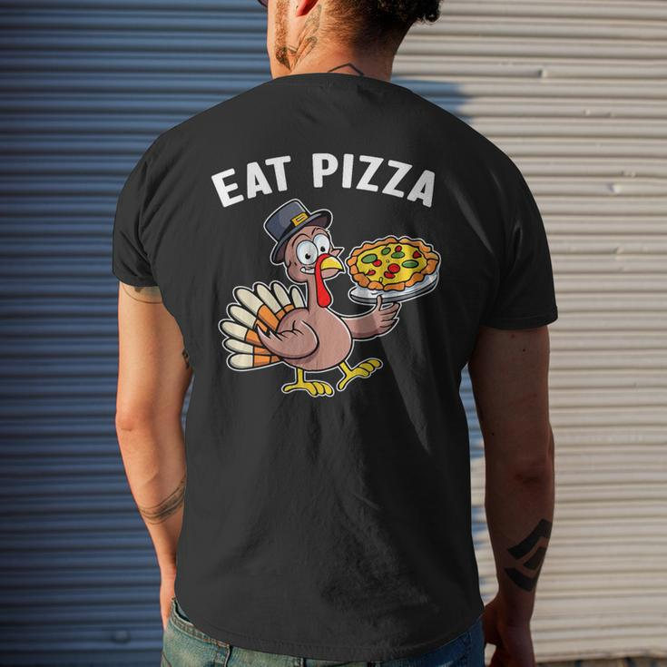 Thanksgiving Turkey Eat Pizza Vegan Thanksgiving Fun Men's T-shirt Back Print Gifts for Him