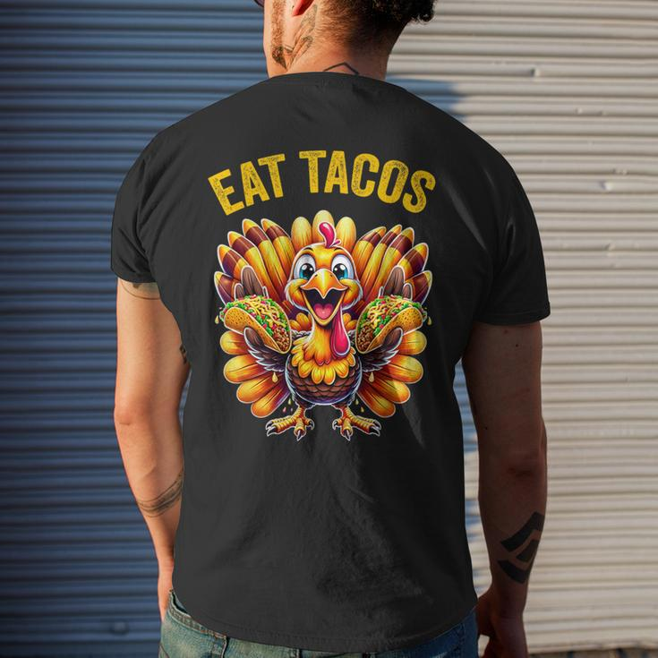 Thanksgiving Turkey Eat Tacos Mexican Thanksgiving Fun Men's T-shirt Back Print Gifts for Him