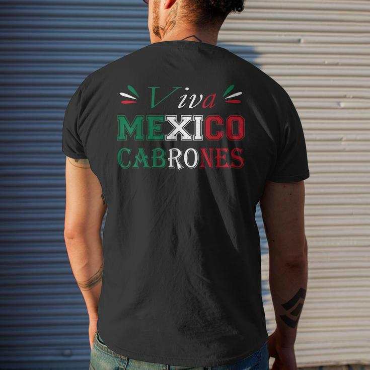 Viva Mexico Cabrones Mexico Independence Flag Pride Men's T-shirt Back Print Gifts for Him