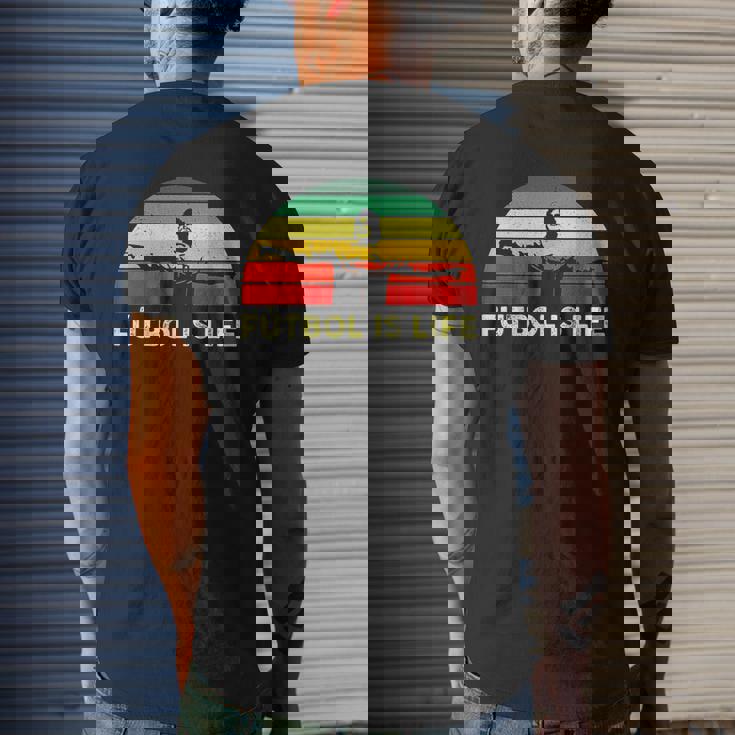 Futbol Is Life Retro Vintage Mens Back Print T-shirt Gifts for Him