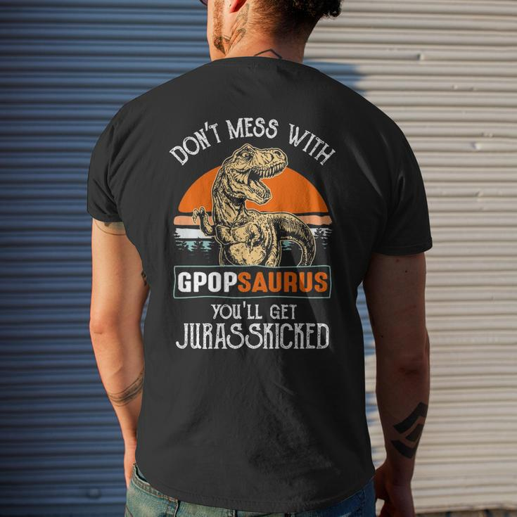 G Pop Grandpa Gift Dont Mess With Gpopsaurus Mens Back Print T-shirt Gifts for Him