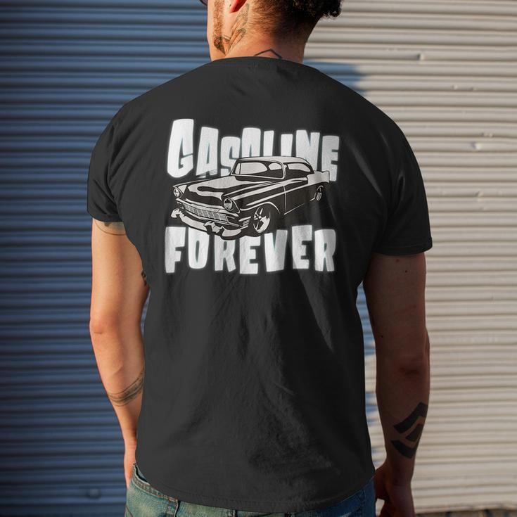 Gasoline Forever Funny Gas Cars Vintage Muscle Car Cars Funny Gifts Mens Back Print T-shirt Gifts for Him