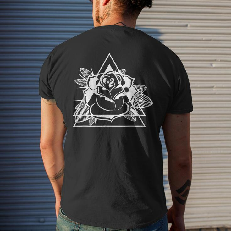 Geometric Rose Gardener Gardening Rose Men's T-shirt Back Print Gifts for Him