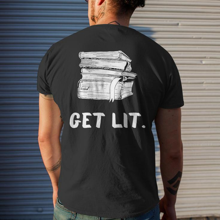 Get Lit Book Funny Book Lover Meme Reading Books Bookworm Reading Funny Designs Funny Gifts Mens Back Print T-shirt Gifts for Him