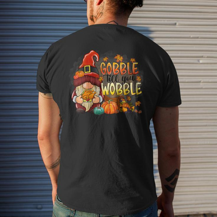 Gobble Till You Wobble Thanksgiving Gnome Pumpkin Men's T-shirt Back Print Gifts for Him