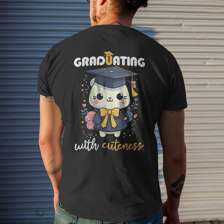 Graduating With Cuteness Kawaii Cat Graduation 2023 Mens Back Print T-shirt Gifts for Him