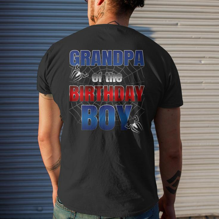 Grandpa Birthday Boy Spider Web Birthday Party Decorations Men's T-shirt Back Print Gifts for Him