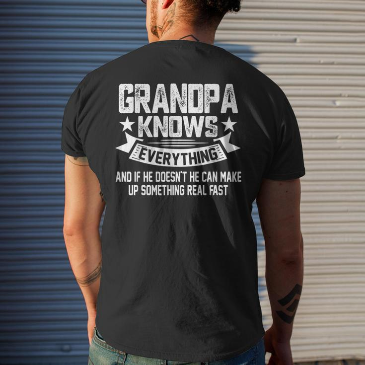 Grandpa Knows Everything Fathers Day Men's Back Print T-shirt Gifts for Him