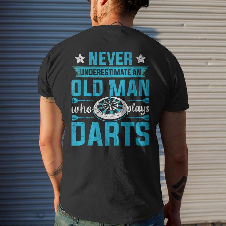 Grandparents Never Underestimate An Old Man Who Plays Darts Men's T-shirt Back Print Gifts for Him