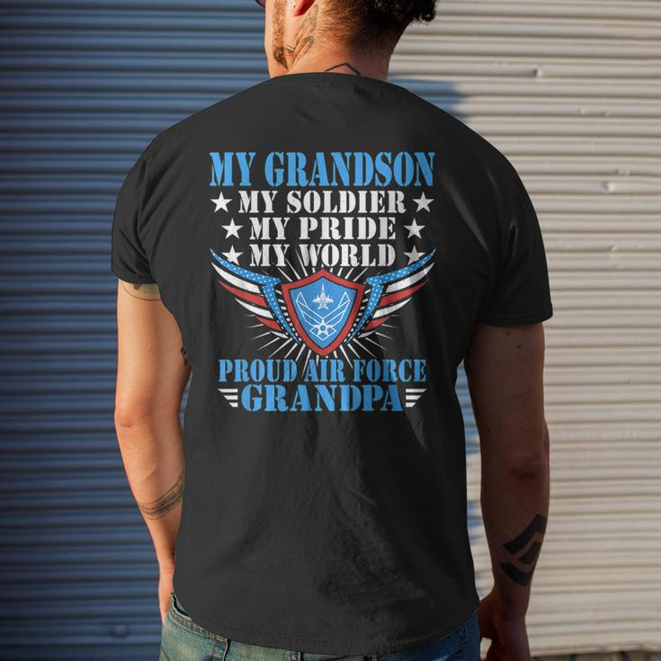 My Grandson Is A Soldier Airman Proud Air Force Grandpa Men's Back Print T-shirt Gifts for Him