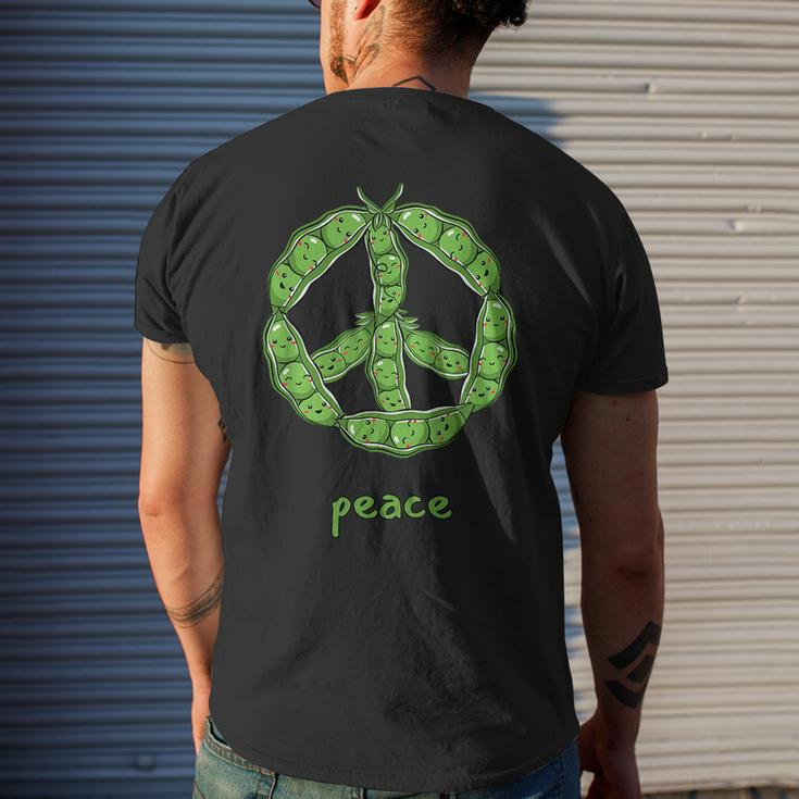 Green Peas In A Pod Peace Symbol Mens Back Print T-shirt Gifts for Him