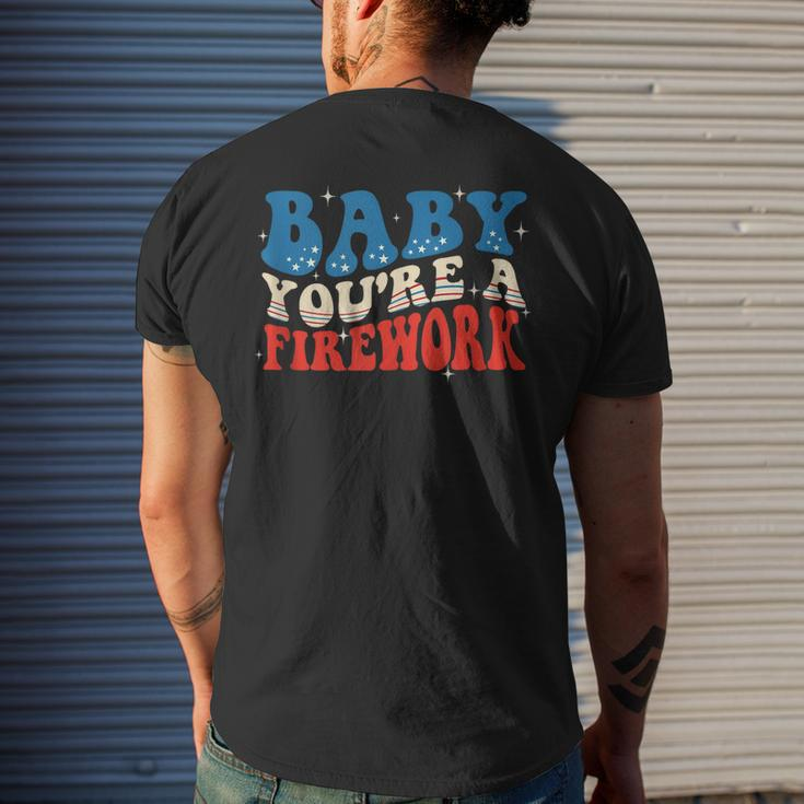 Groovy Baby Youre A Firework 4Th Of July American Flag Mens Back Print T-shirt Gifts for Him