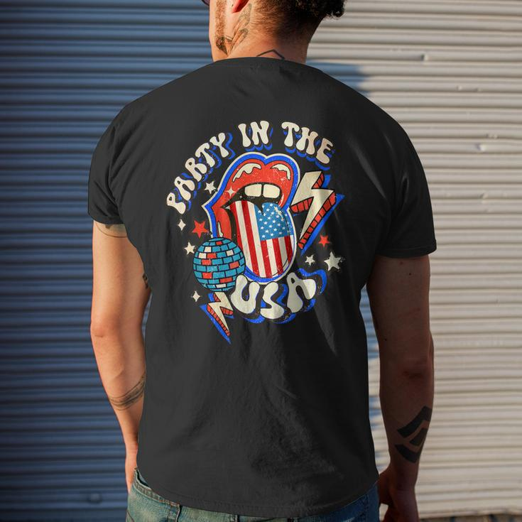 Groovy Disco Funny Party In The Us July 4Th Usa Patriotic Mens Back Print T-shirt Gifts for Him