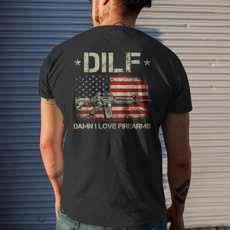 Gun American Flag Dilf - Damn I Love Firearms Mens Back Print T-shirt Gifts for Him