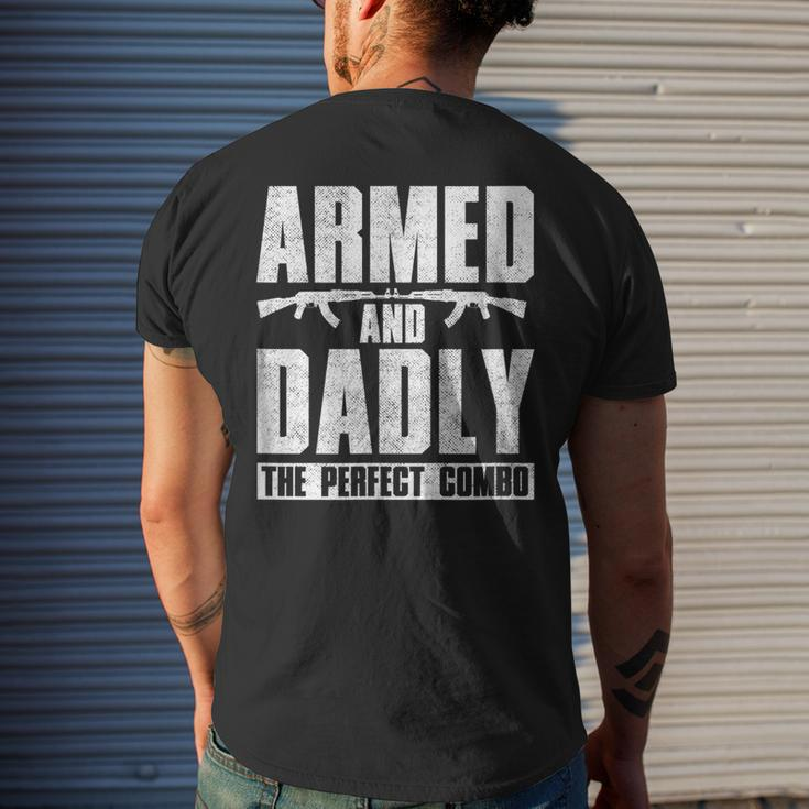Gun Lover Dad Armed And Dadly The Perfect Combo Men's Back Print T-shirt Gifts for Him