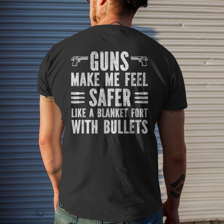 Gun Lover Dad Guns Make Me Feel Safer Like A Blanket Mens Back Print T-shirt Gifts for Him
