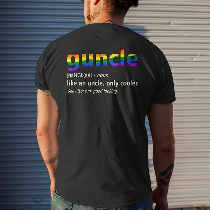 Guncle Definition Gay Lgbtq Pride Month Supporter Graphic Mens Back Print T-shirt Gifts for Him