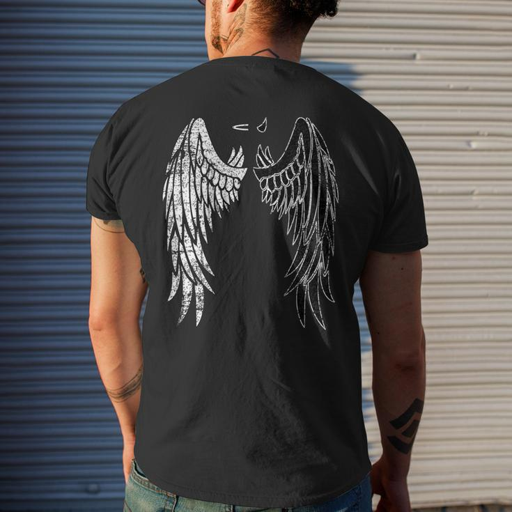 Half Angel Half Devil Back Of Distressed Wing Men's T-shirt Back Print Gifts for Him