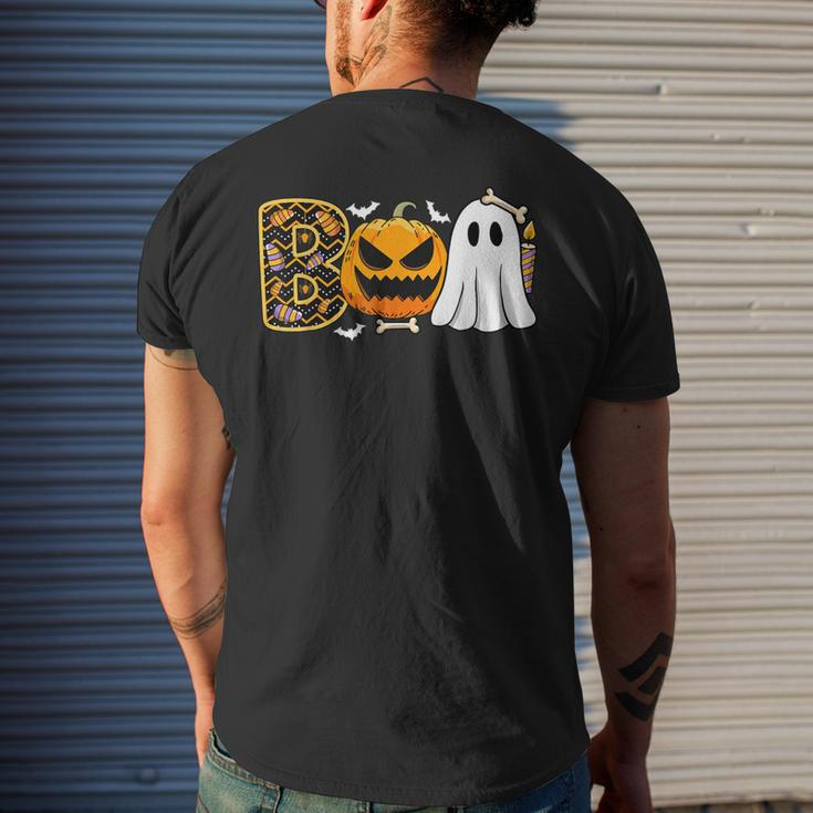 Halloween Costume Boo Spiders Ghosts Pumpkin & Witch Men's T-shirt Back Print Gifts for Him