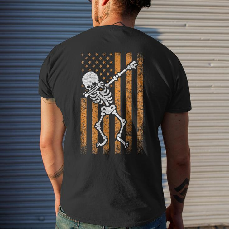 Halloween Dabbing Skeleton American Flag For Boys Girls Kids Halloween Funny Gifts Mens Back Print T-shirt Gifts for Him